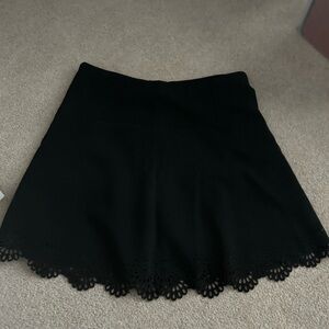 LOFT Black Mini Skirt with Scalloped Hem